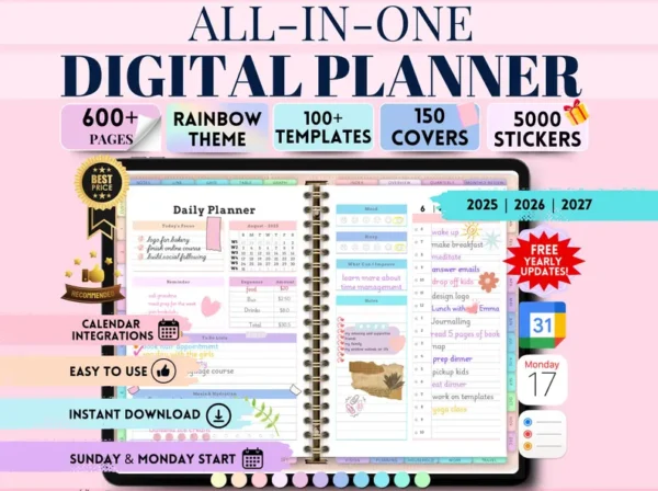 All In One Digital Planner 2025 2026 2027